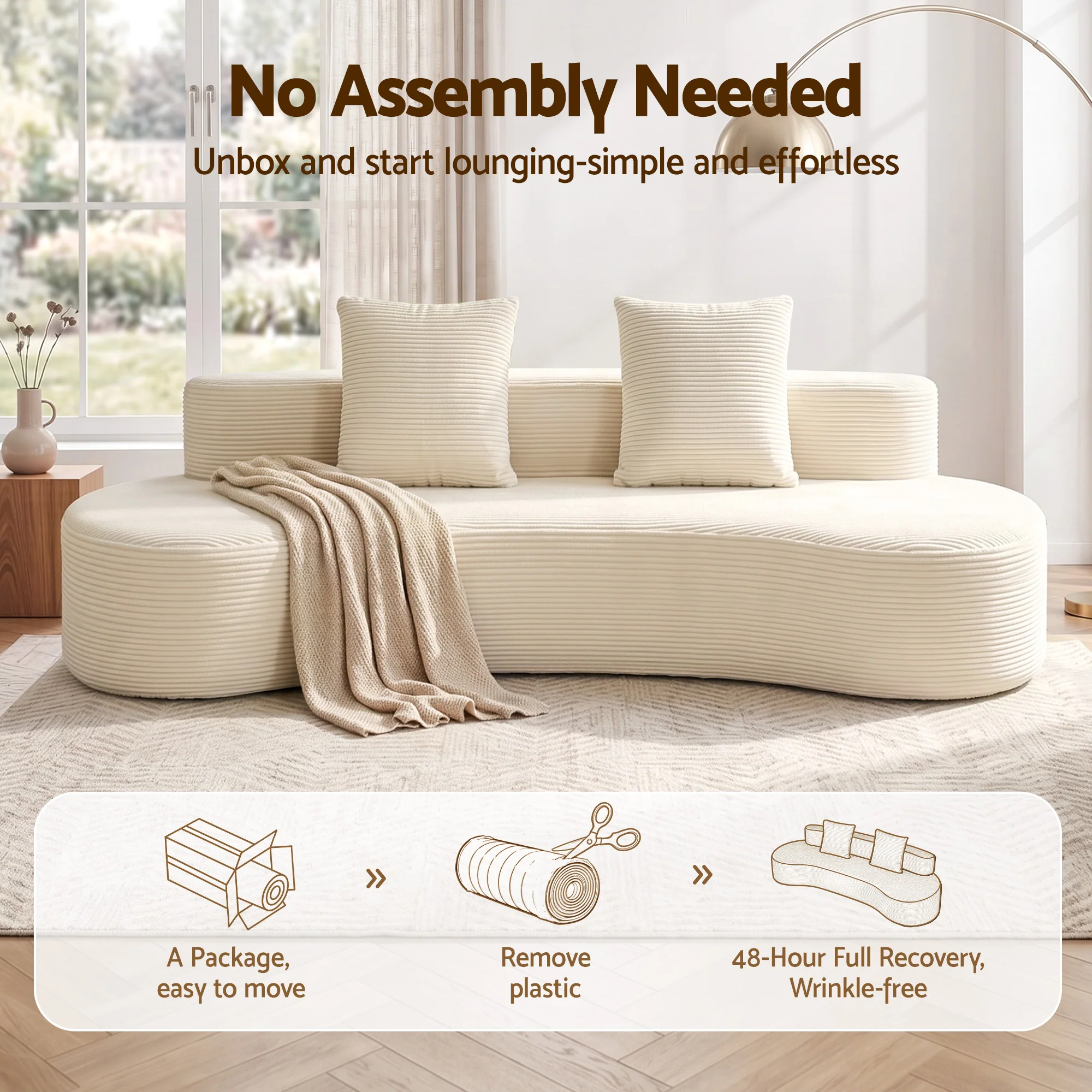 Artiss 228cm Modular Sofa Bed Sectional Boneless Couches for Living Room No Assembly Required - Image 5