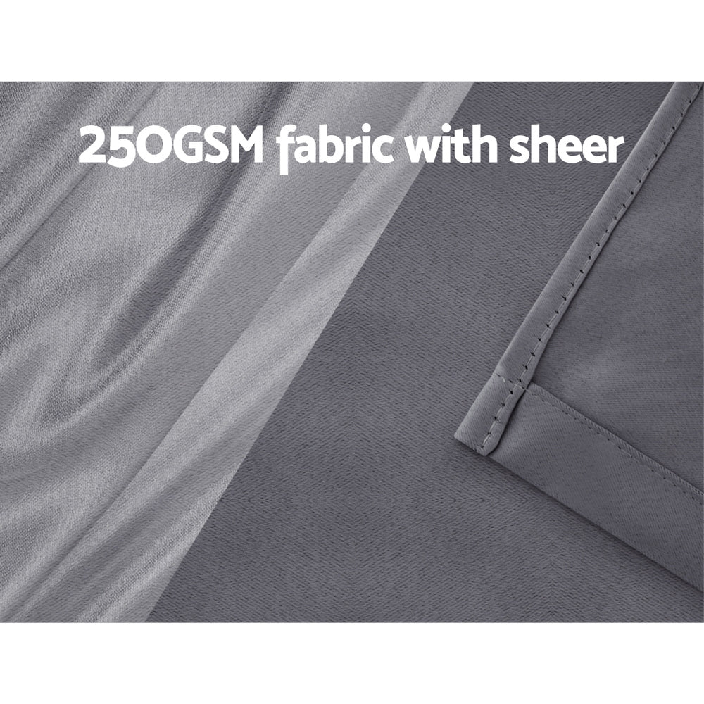 Artiss 2X 132x242cm Blockout Sheer Curtains Charcoal - Image 5