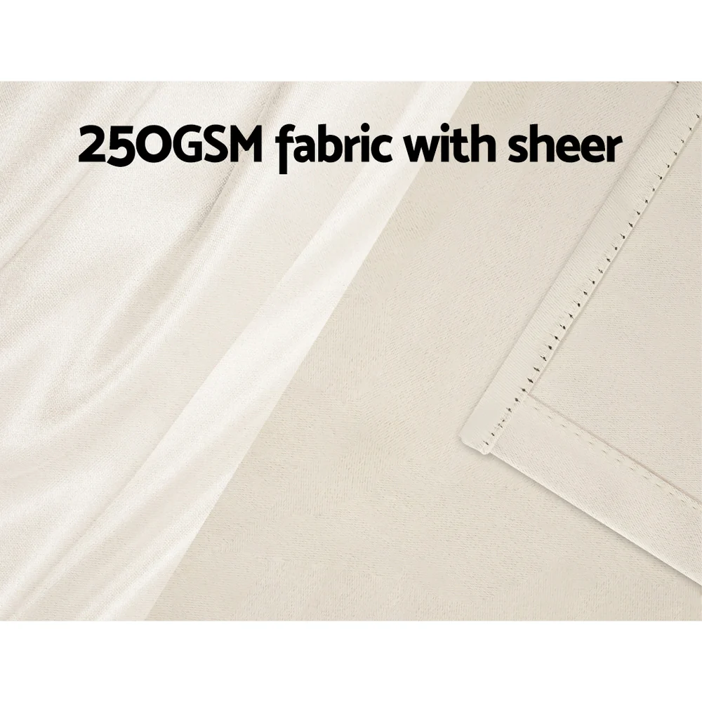 Artiss 2X 132x274cm Blockout Sheer Curtains Beige - Image 5