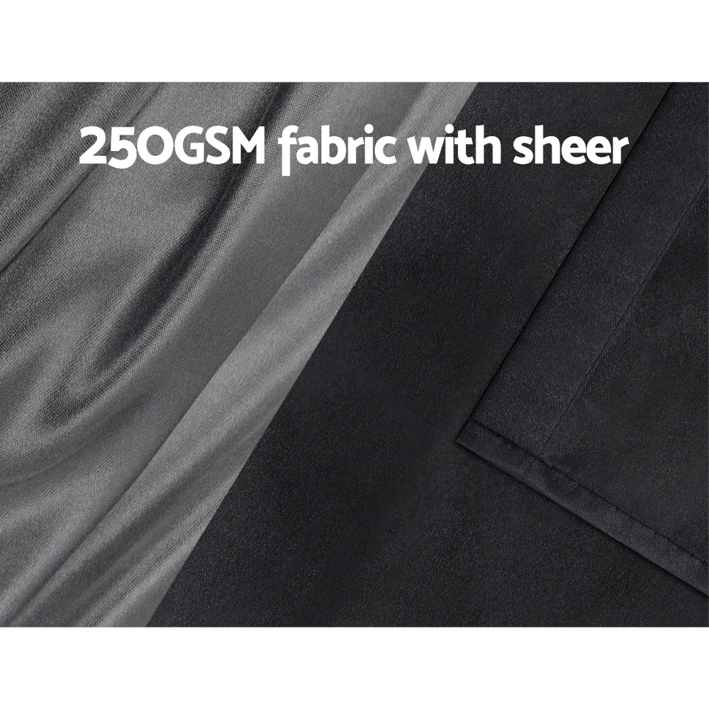 Artiss 2X 132x274cm Blockout Sheer Curtains Black - Image 5