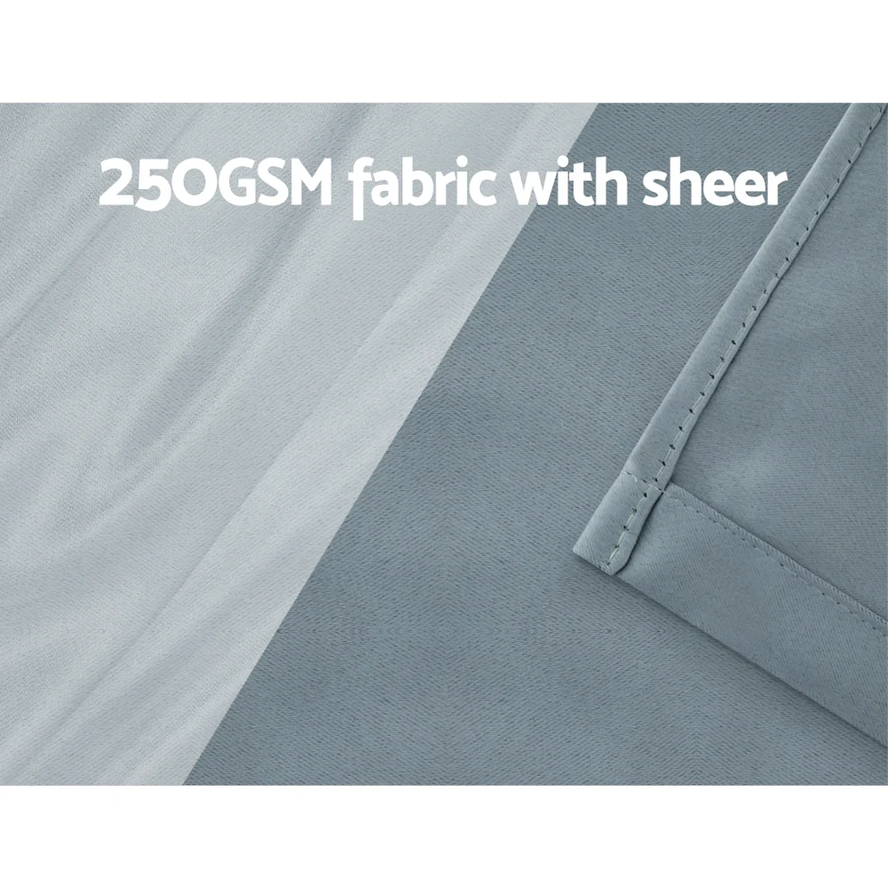 Artiss 2X 132x274cm Blockout Sheer Curtains Light Grey - Image 5