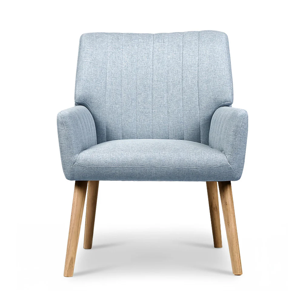 Artiss 2X Armchair Fabric Blue Grey - Image 3
