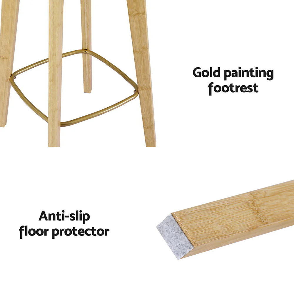 Artiss 2x Bar Stools Bamboo Rattan Stool Counter Chair Kitchen Barstools - Image 6