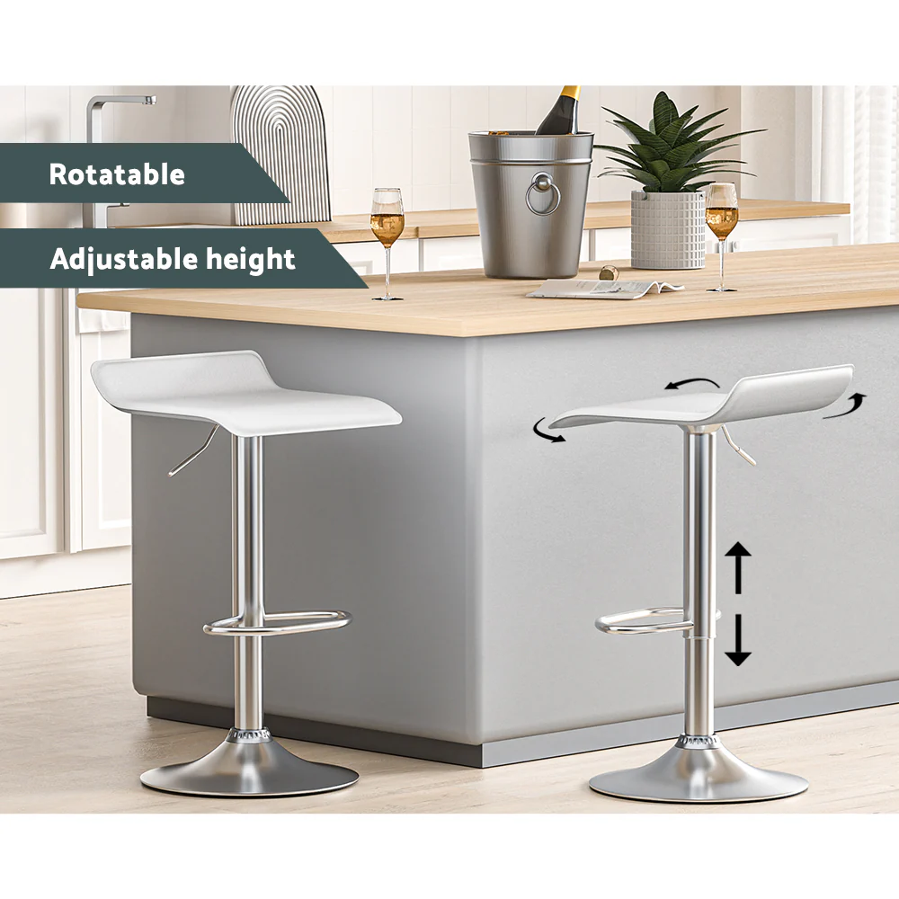 Artiss 2x Bar Stools Faux Leather Chair White - Image 4