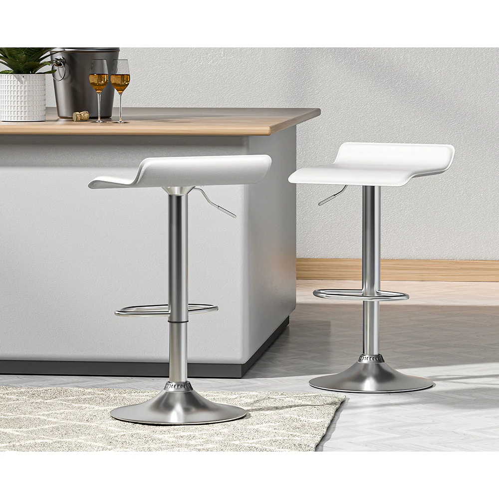 Artiss 2x Bar Stools Faux Leather Chair White - Image 7