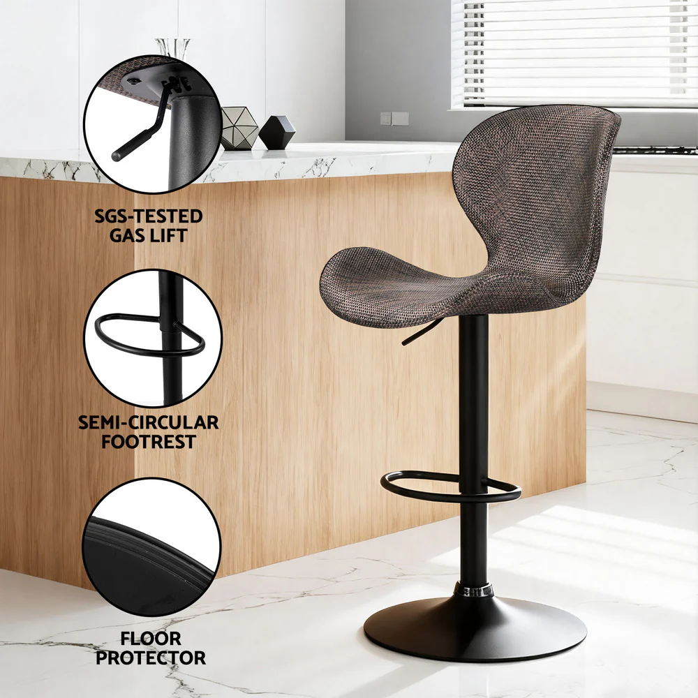 Artiss 2x Bar Stools Kitchen Swivel Gas Lift Counter Chair Wing PE Rattan Brown - Image 6