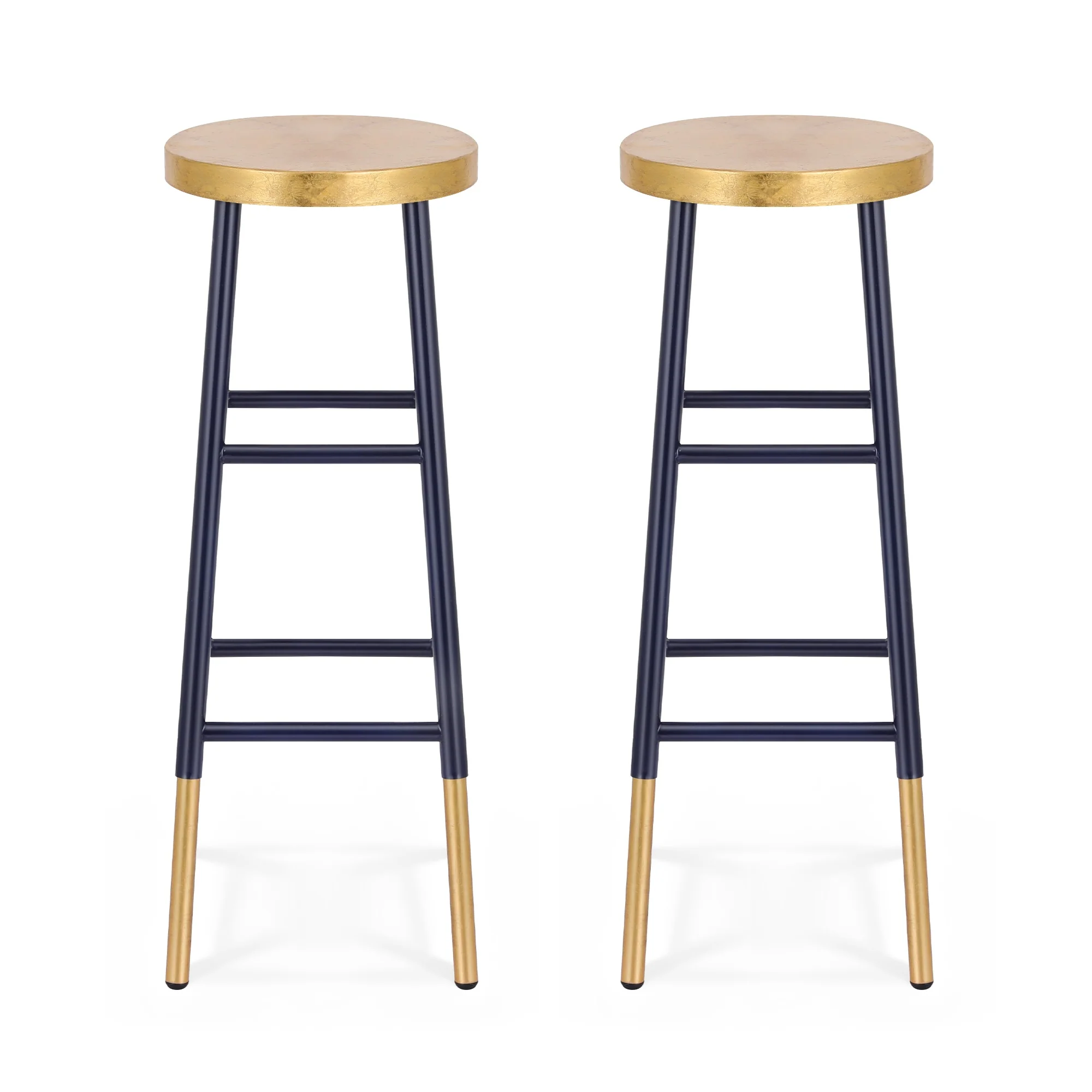 Artiss 2x Bar Stools Metal Gold Navy - Image 3