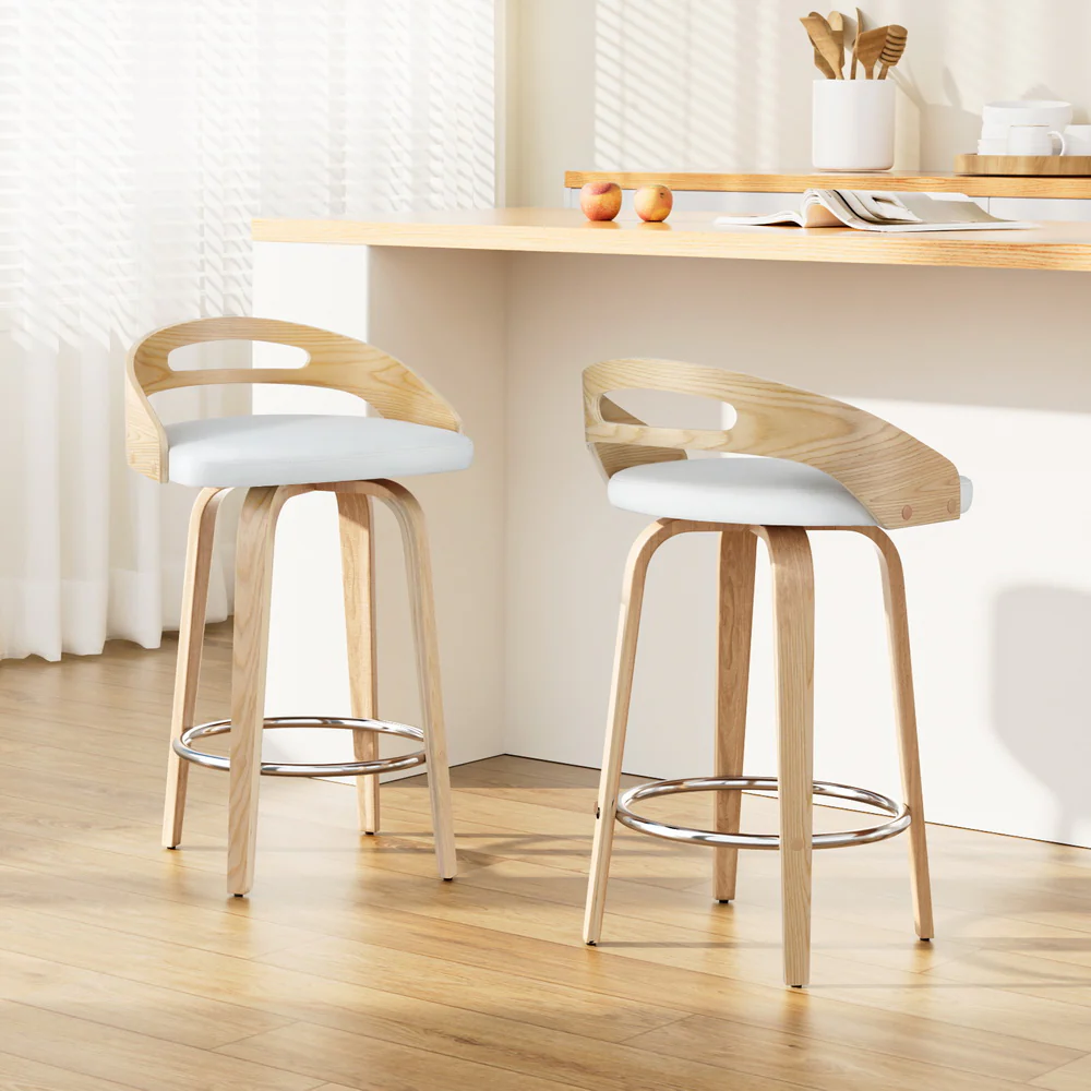 Artiss 2x Bar Stools Swivel Dining Chairs Low Back Counter Seat PU Cushion - Image 7