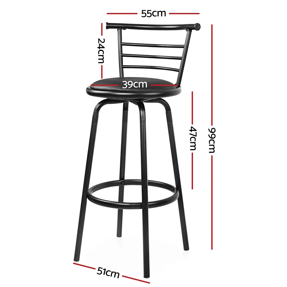 Artiss 2x Bar Stools Swivel Leather Padded Metal - Image 3