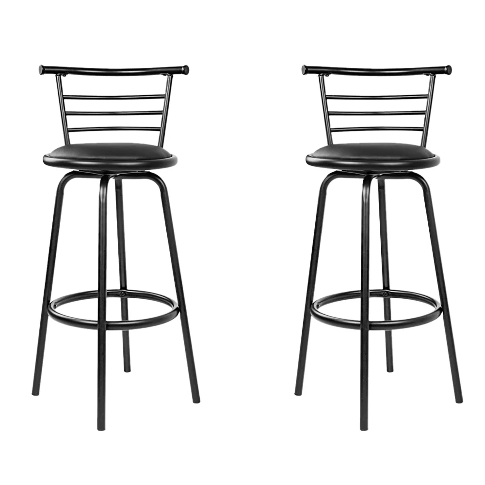 Artiss 2x Bar Stools Swivel Leather Padded Metal - Image 4