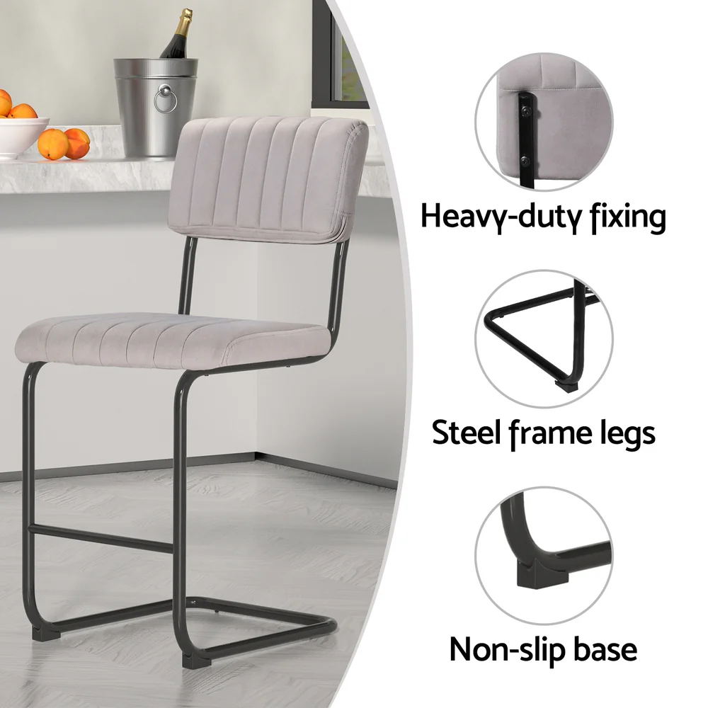 Artiss 2x Bar Stools Velvet Chairs - Image 5