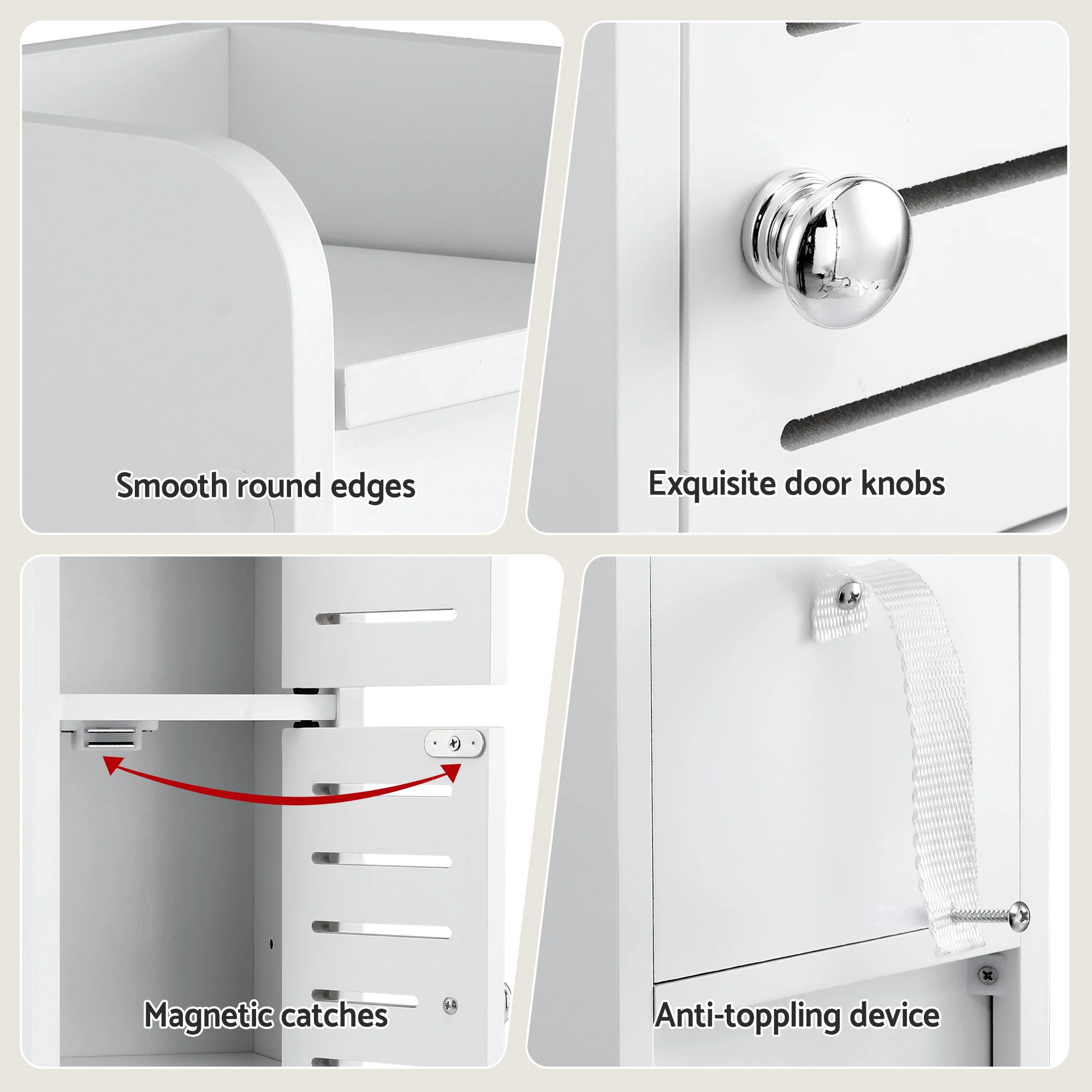 Artiss 2x Bathroom Storage Cabinet 3-Tier Toilet Paper Holder Organizer White - Image 8