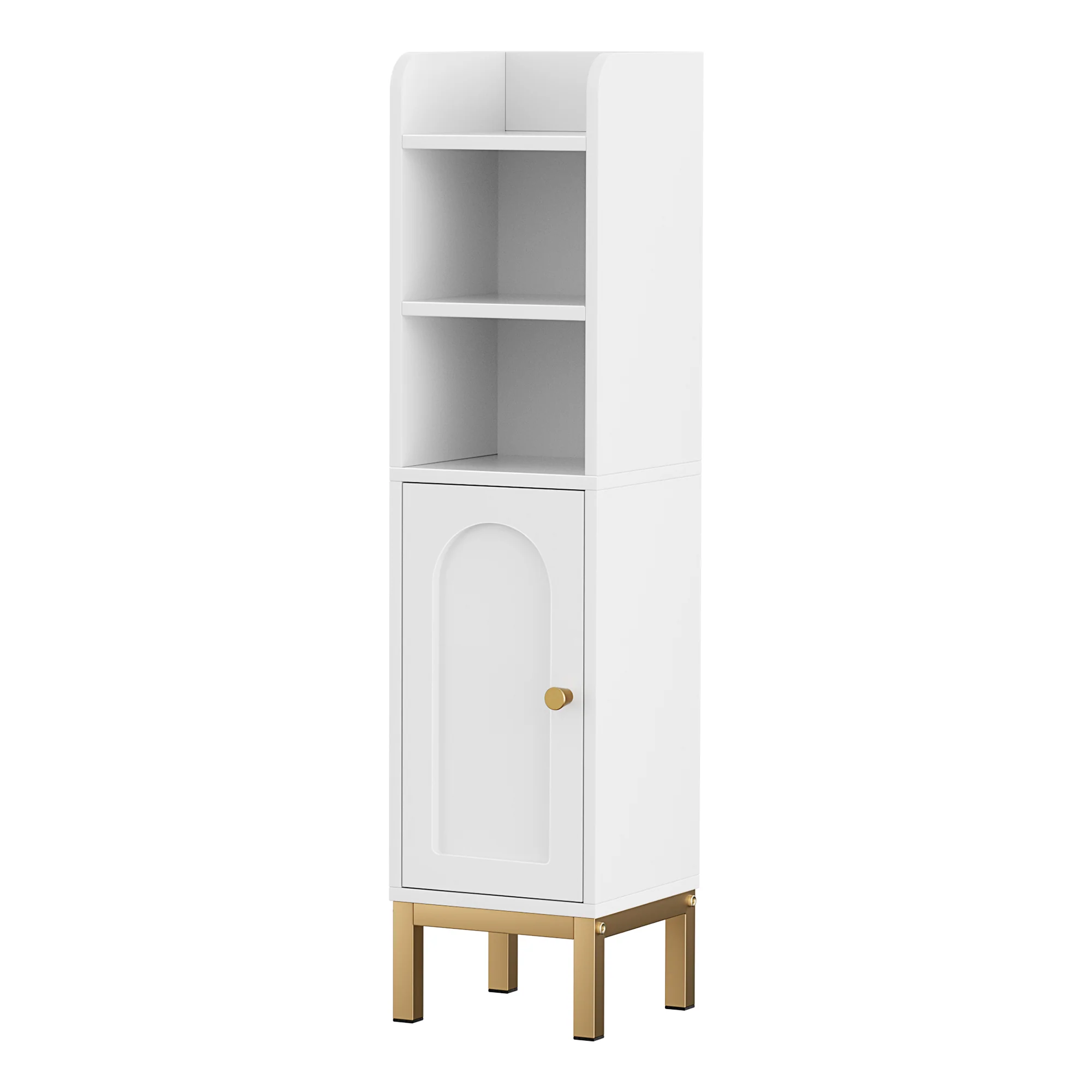 Artiss 2X Bathroom Storage Cabinet Floor Organizer Toilet Corner Adjustable Shelf with Door White - Image 2