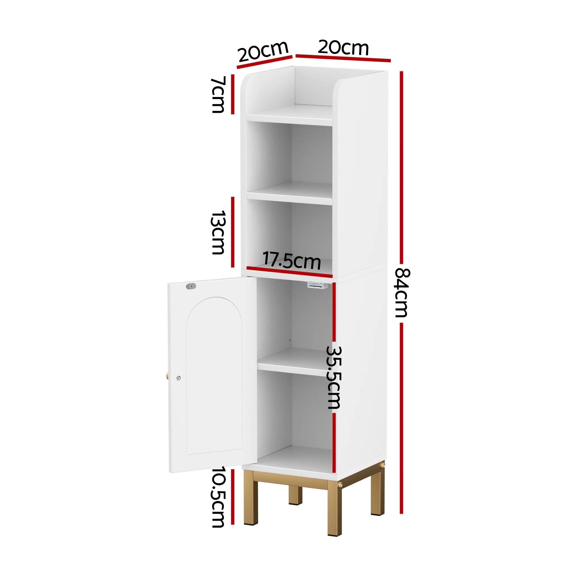 Artiss 2X Bathroom Storage Cabinet Floor Organizer Toilet Corner Adjustable Shelf with Door White - Image 3