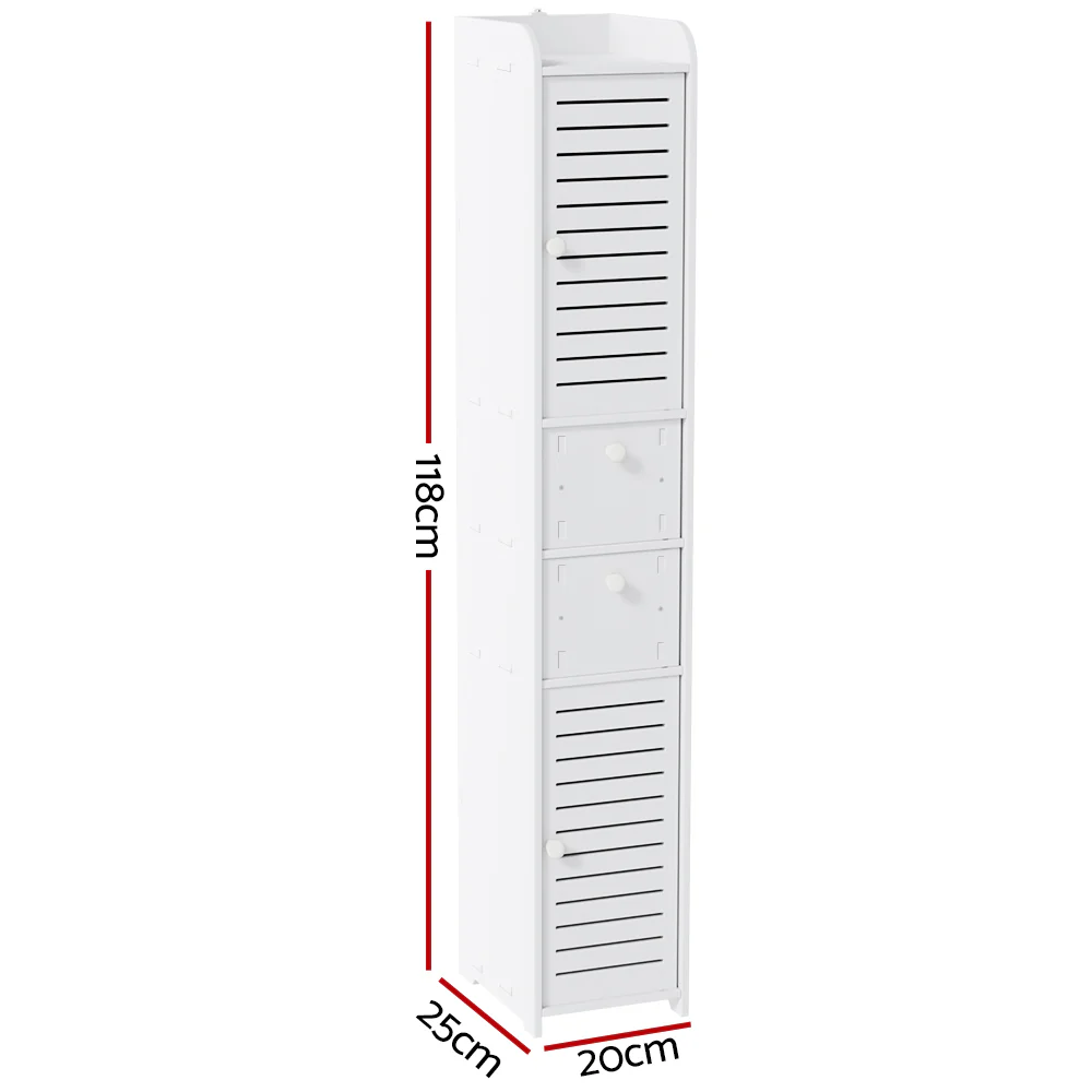 Artiss 2X Bathroom Toilet Storage Cabinet Laundry Tallboy Cupboard - Image 3