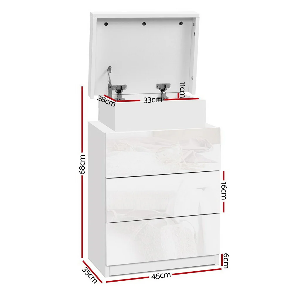 Artiss 2X Bedside Table LED 3 Drawers - COLEY White - Image 4