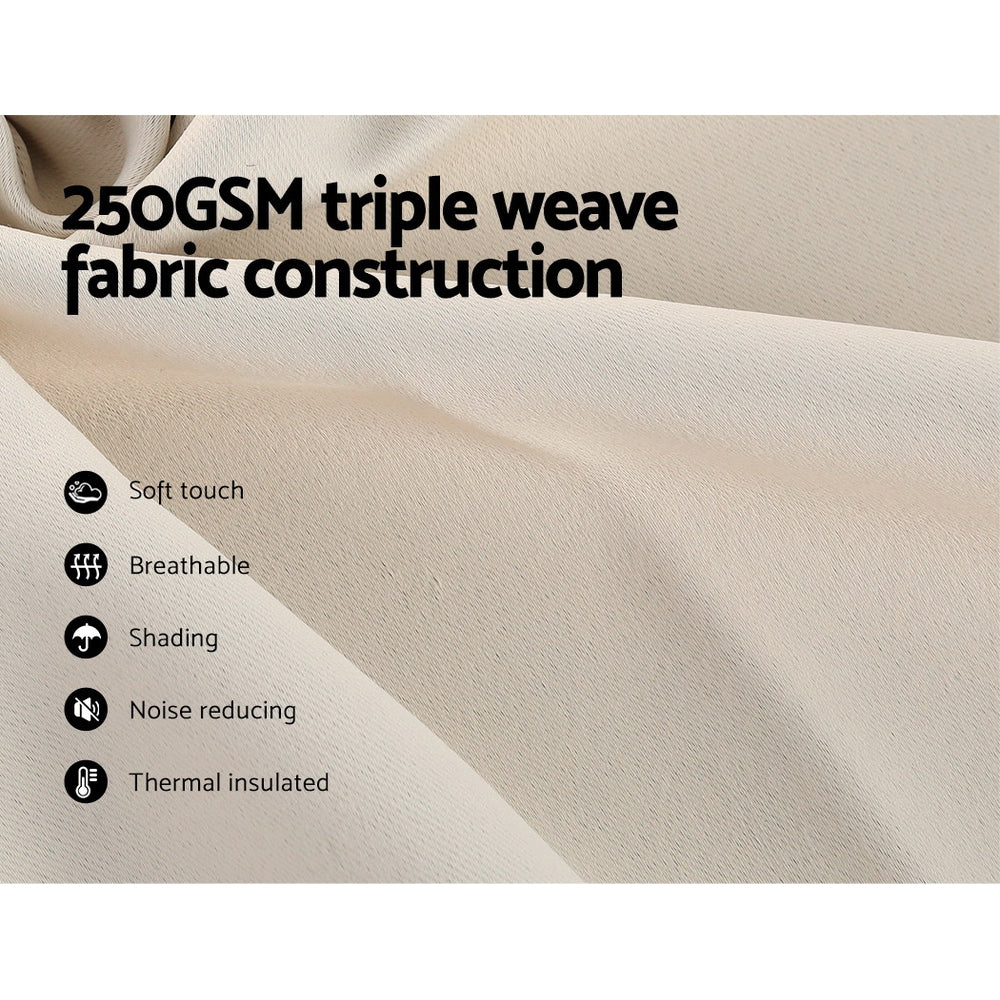 Artiss 2X Blockout Curtains Eyelet 140x230cm Beige - Image 5
