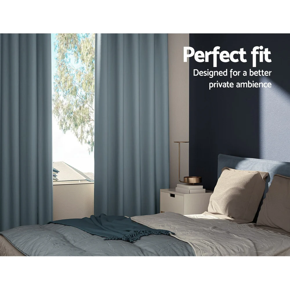 Artiss 2X Blockout Curtains Eyelet 180x213cm Grey - Image 3