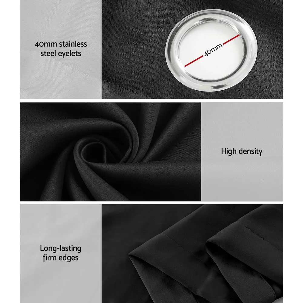 Artiss 2X Blockout Curtains Eyelet 240x230cm Black - Image 6