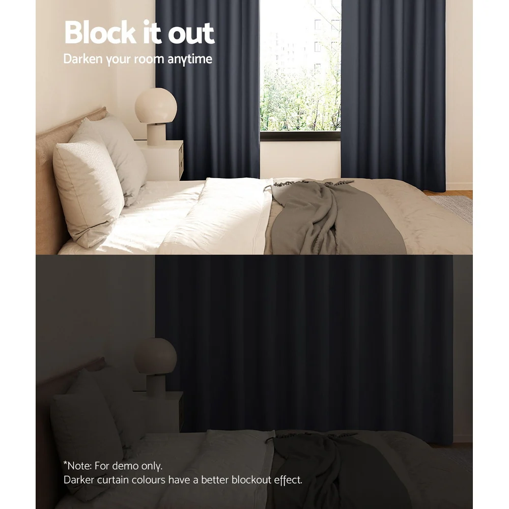 Artiss 2X Blockout Curtains Eyelet 240x230cm Charcoal - Image 4