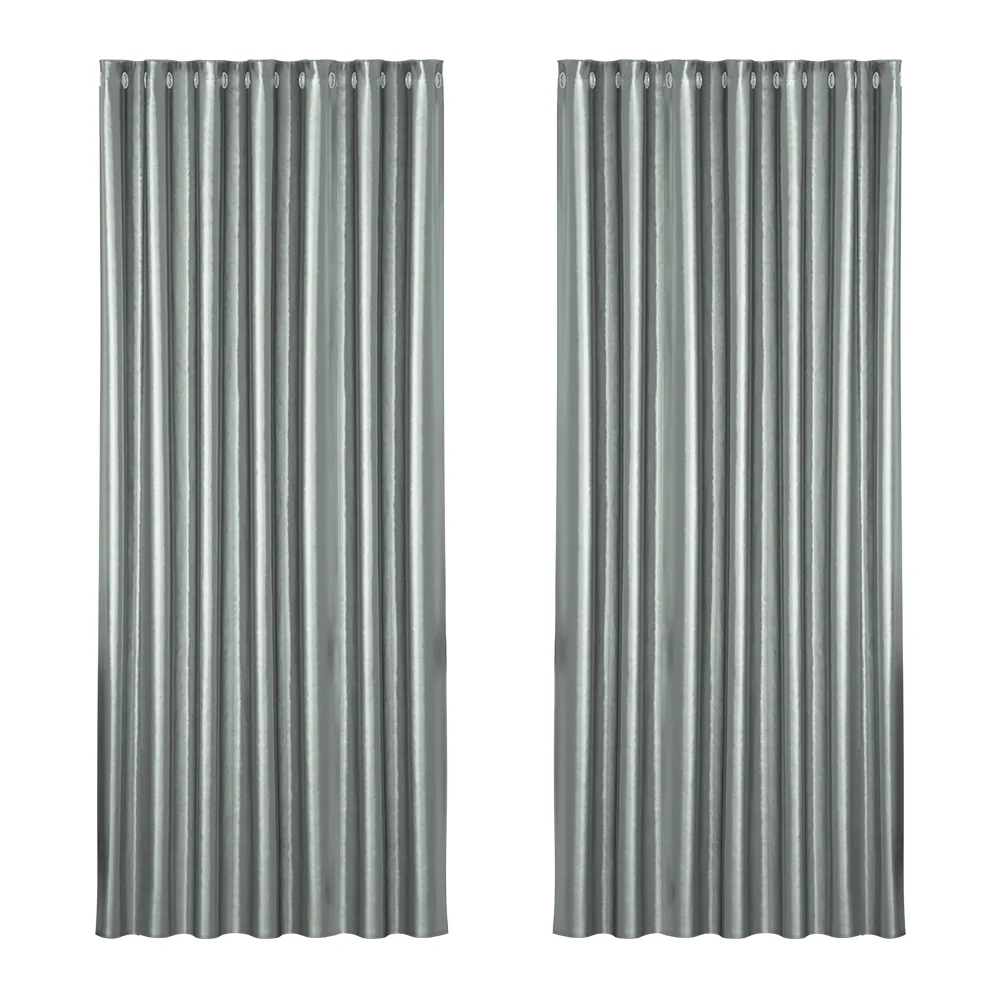 Artiss 2X Blockout Curtains Eyelet 240x230cm Grey Shine