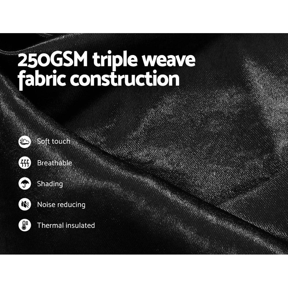 Artiss 2X Blockout Curtains Eyelet 300x230cm Black Shine - Image 5