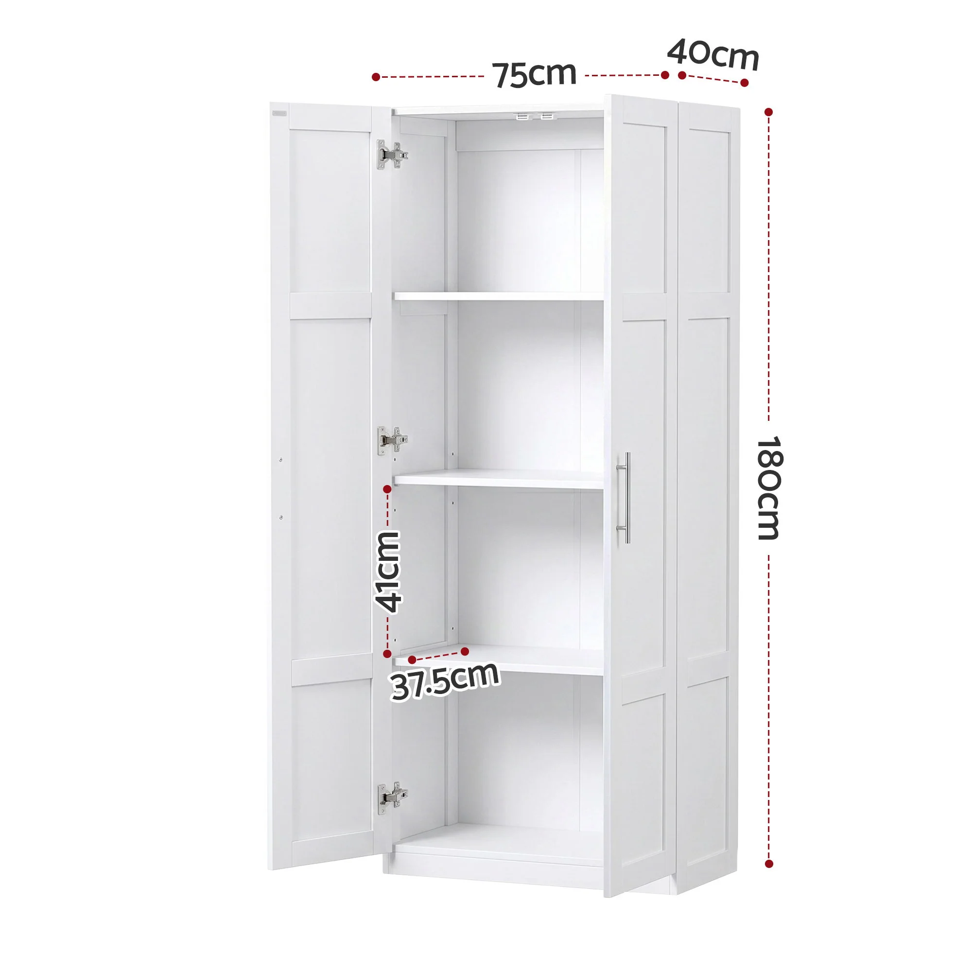 Artiss 2x Buffet Sideboard Cabinet Pantry Hutch Kitchen Storage Organiser White - Image 3