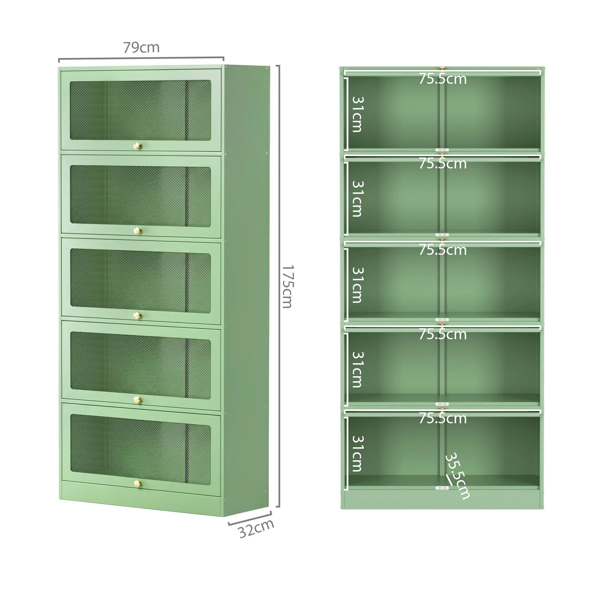 Artiss 2x Buffet Sideboard Cabinet Storage Cupboard Mesh Doors Metal ELIA Green - Image 3