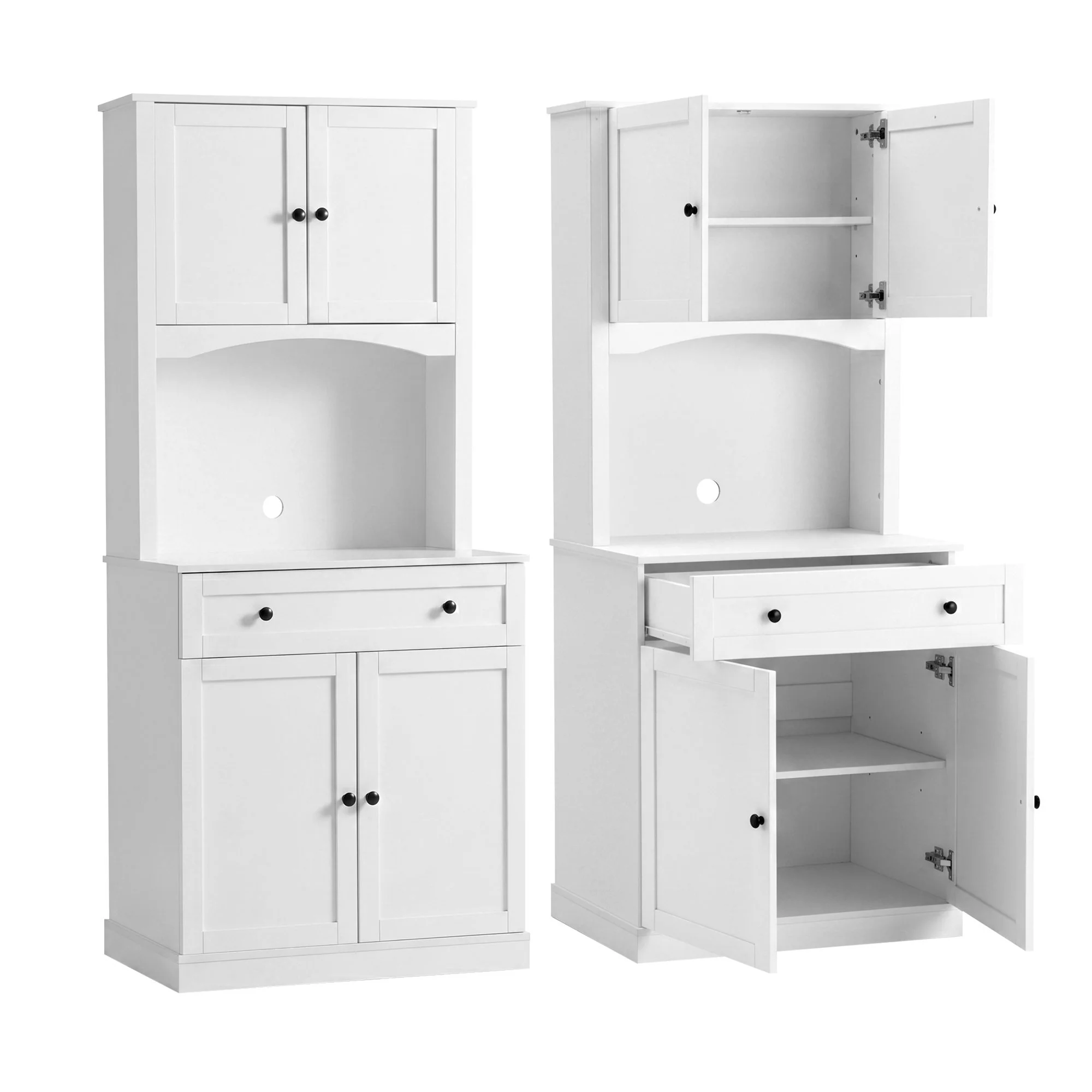 Artiss 2x Buffet Sideboard Hutch Pantry Cabinet Kitchen Storage BEINI White - Image 2