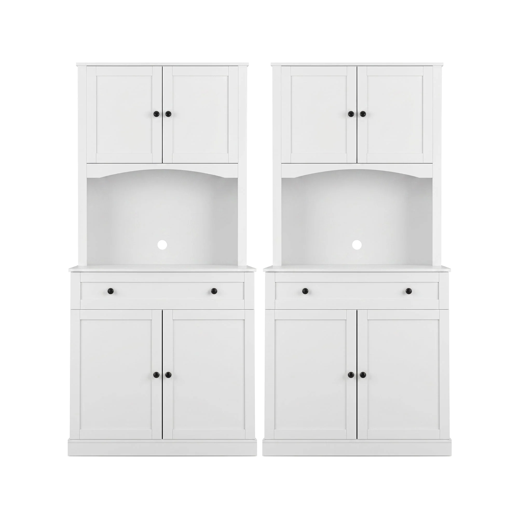 Artiss 2x Buffet Sideboard Hutch Pantry Cabinet Kitchen Storage BEINI White - Image 4