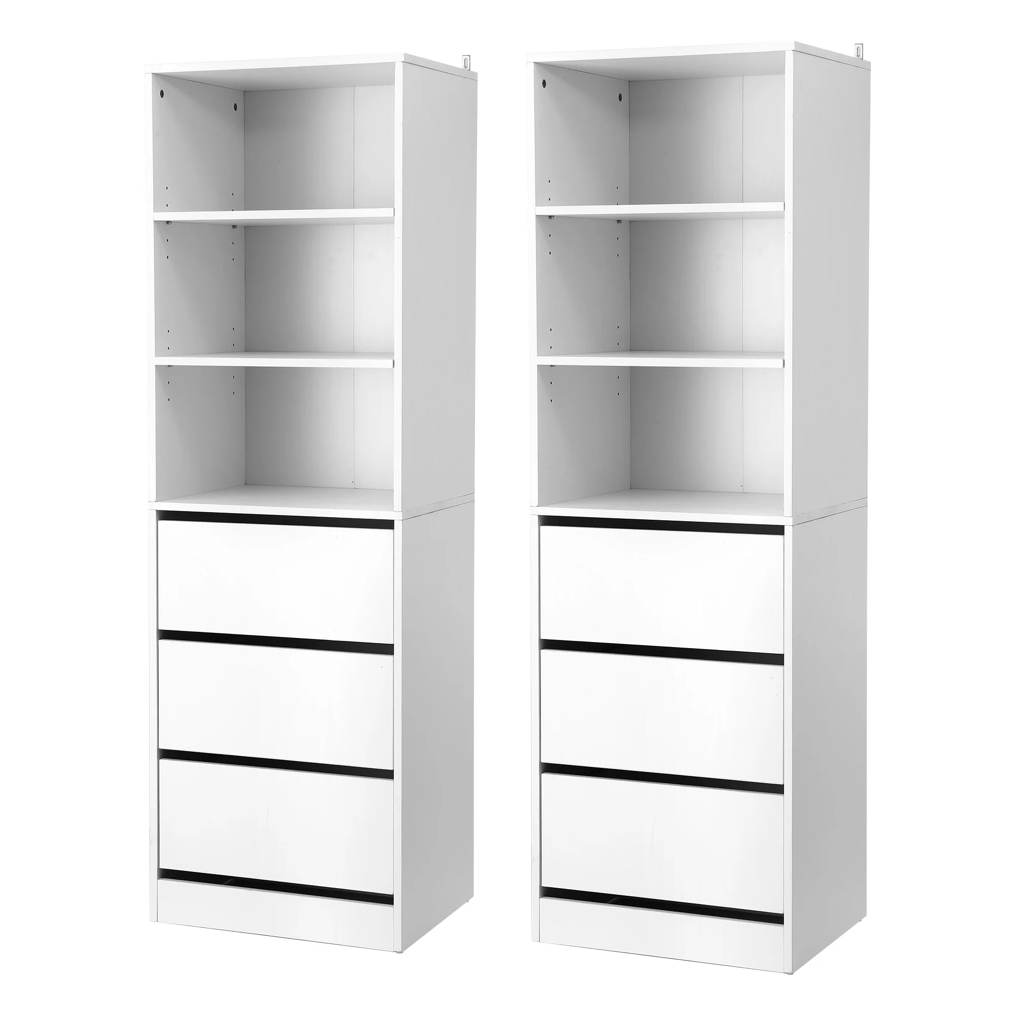 Artiss 2x Chest of 3 Drawers Tallboy Cabinet White - Image 2