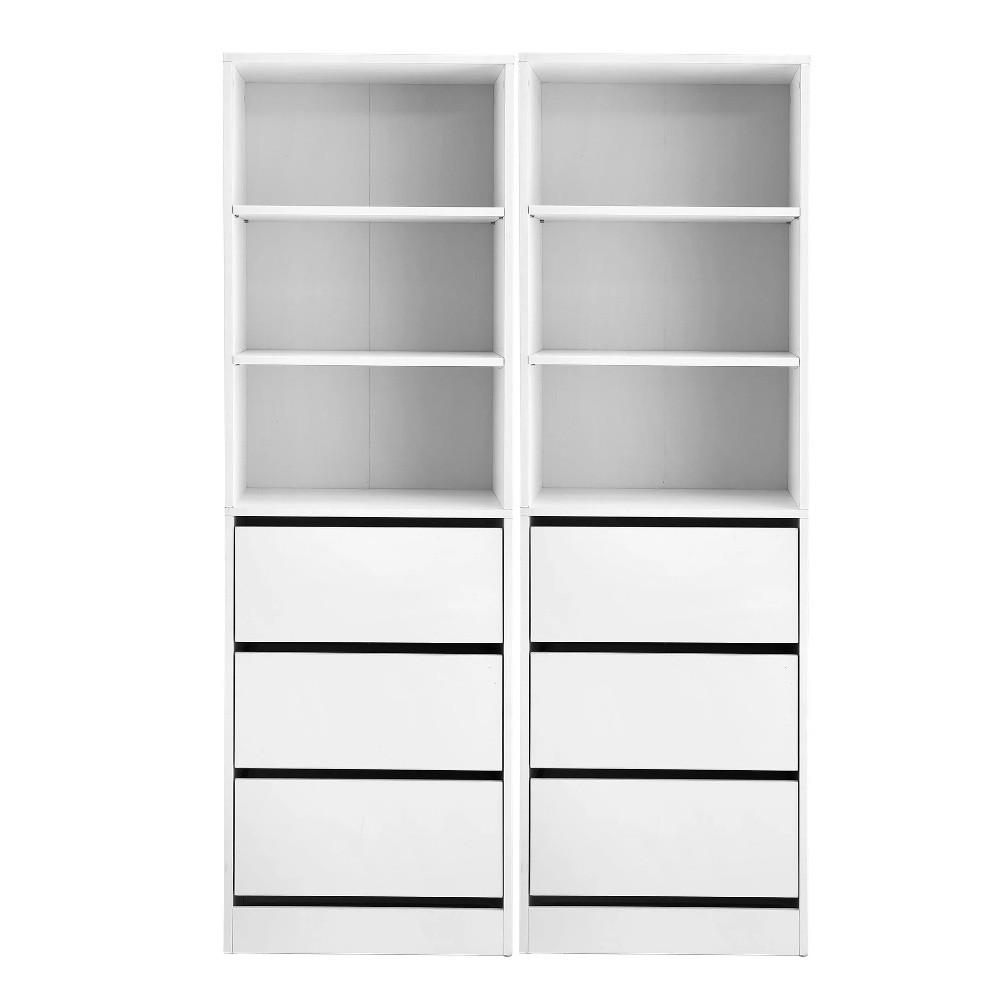 Artiss 2x Chest of 3 Drawers Tallboy Cabinet White - Image 4