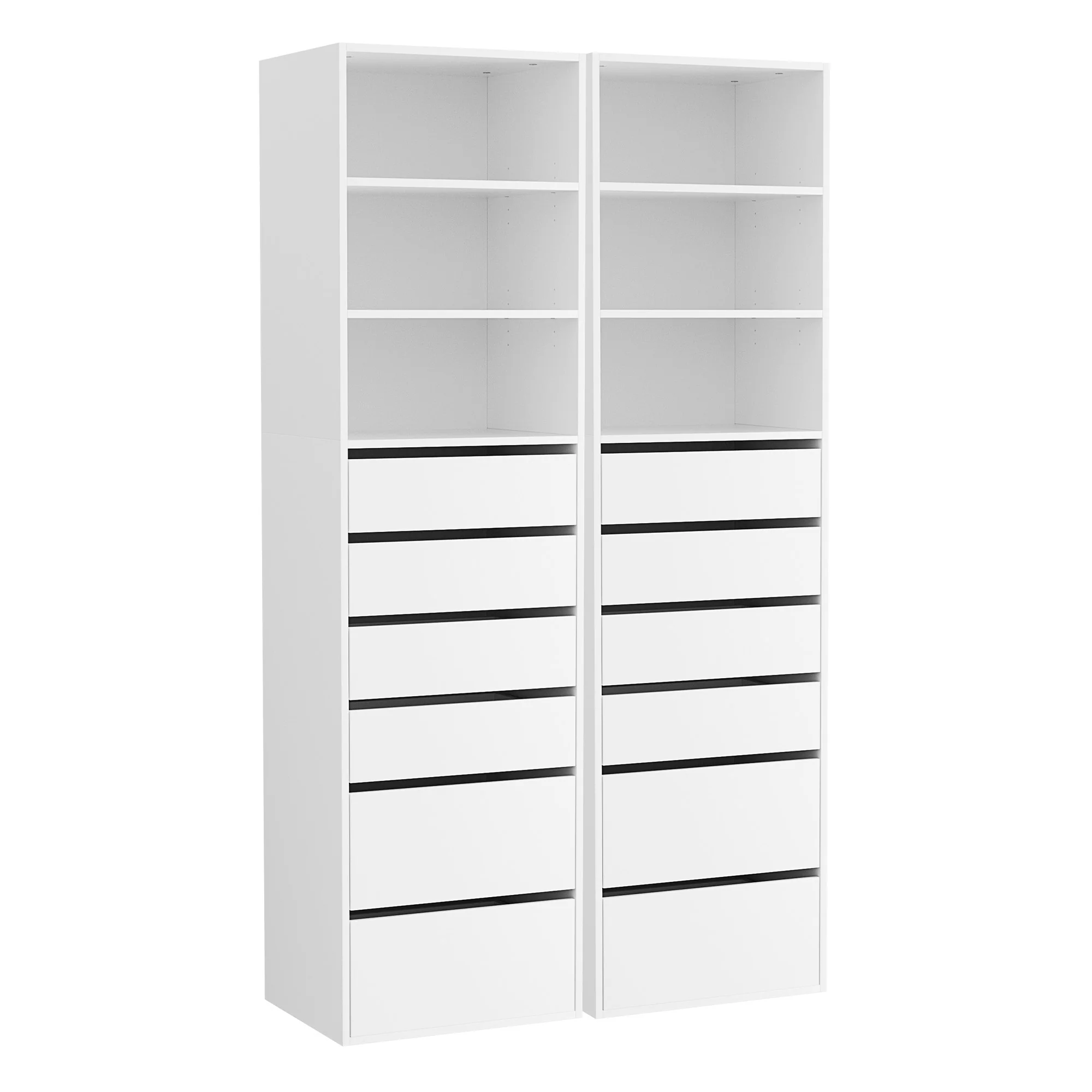 Artiss 2x Chest of 6 Drawers Tallboy Cabinet Adjustable Shelf White - Image 2