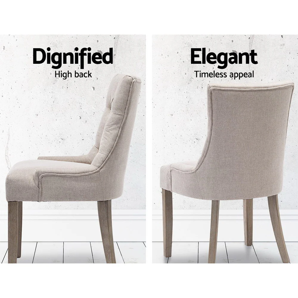 Artiss Dining Chairs Set of 2 Linen French Provincial Beige - Image 4