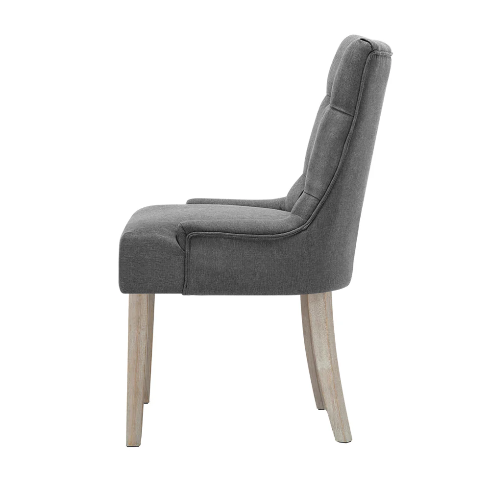 Artiss Dining Chairs Set of 2 Linen French Provincial Grey - Image 4
