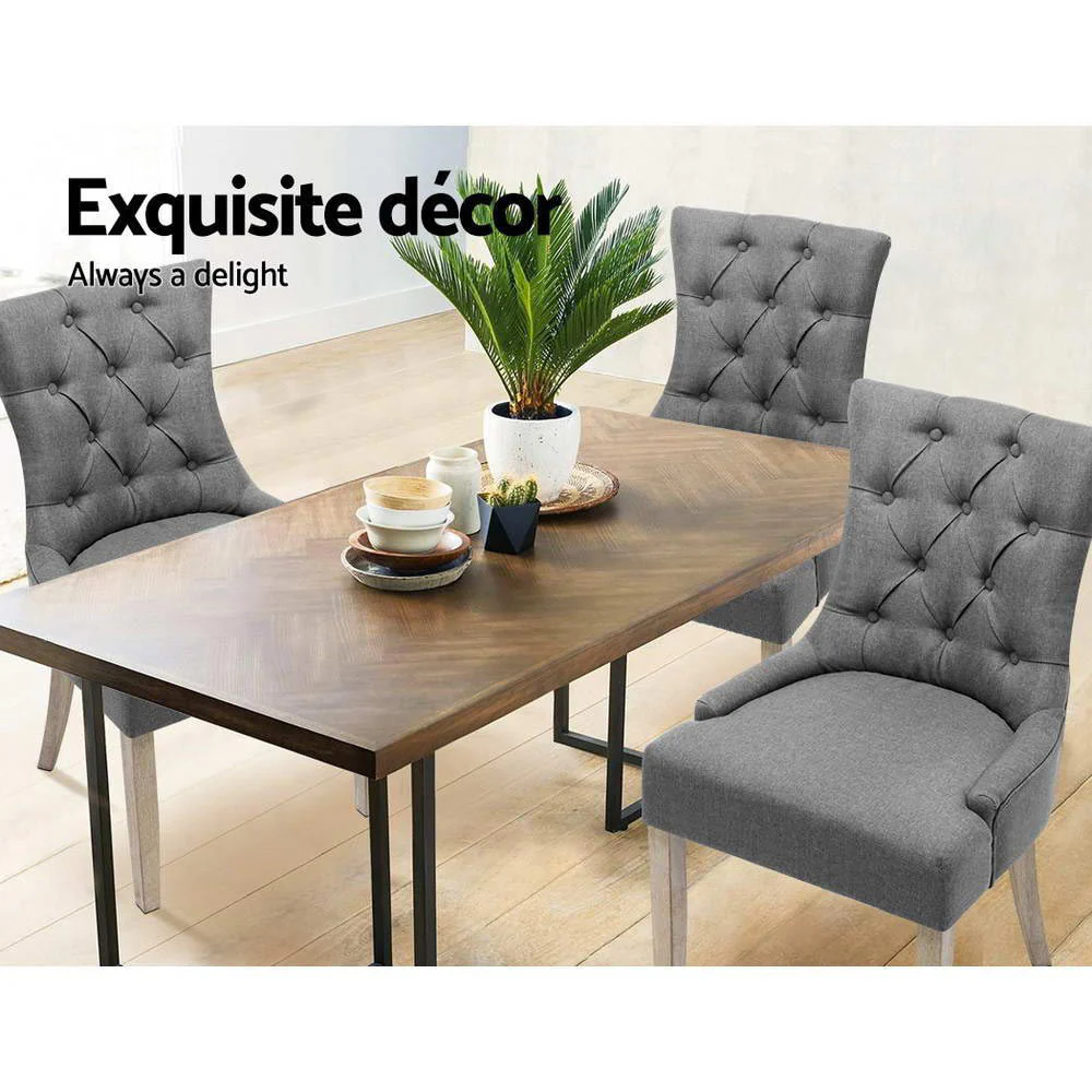 Artiss Dining Chairs Set of 2 Linen French Provincial Grey - Image 7