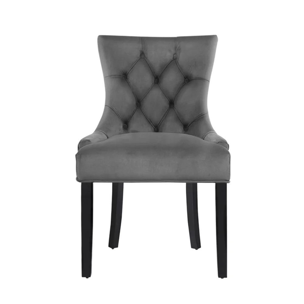 Artiss Dining Chairs Set of 2 Velvet French Provincial Grey - Image 3