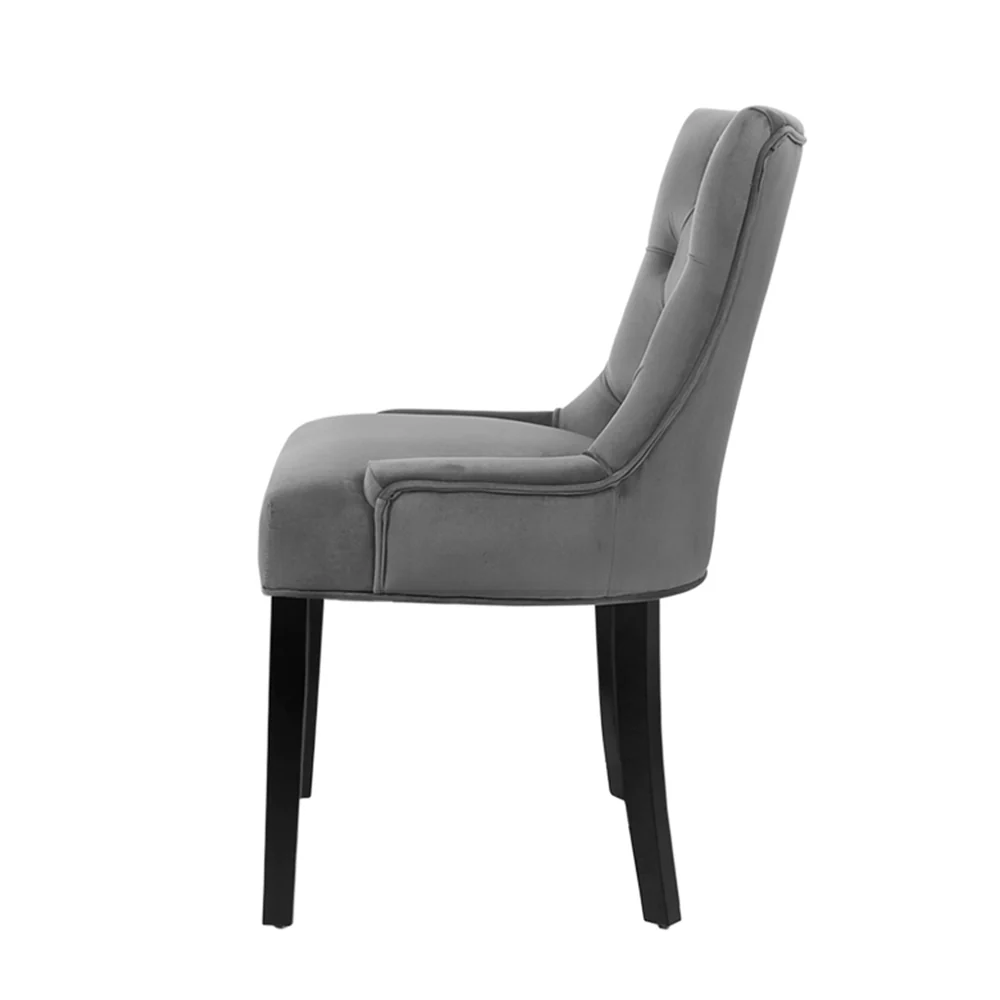 Artiss Dining Chairs Set of 2 Velvet French Provincial Grey - Image 4