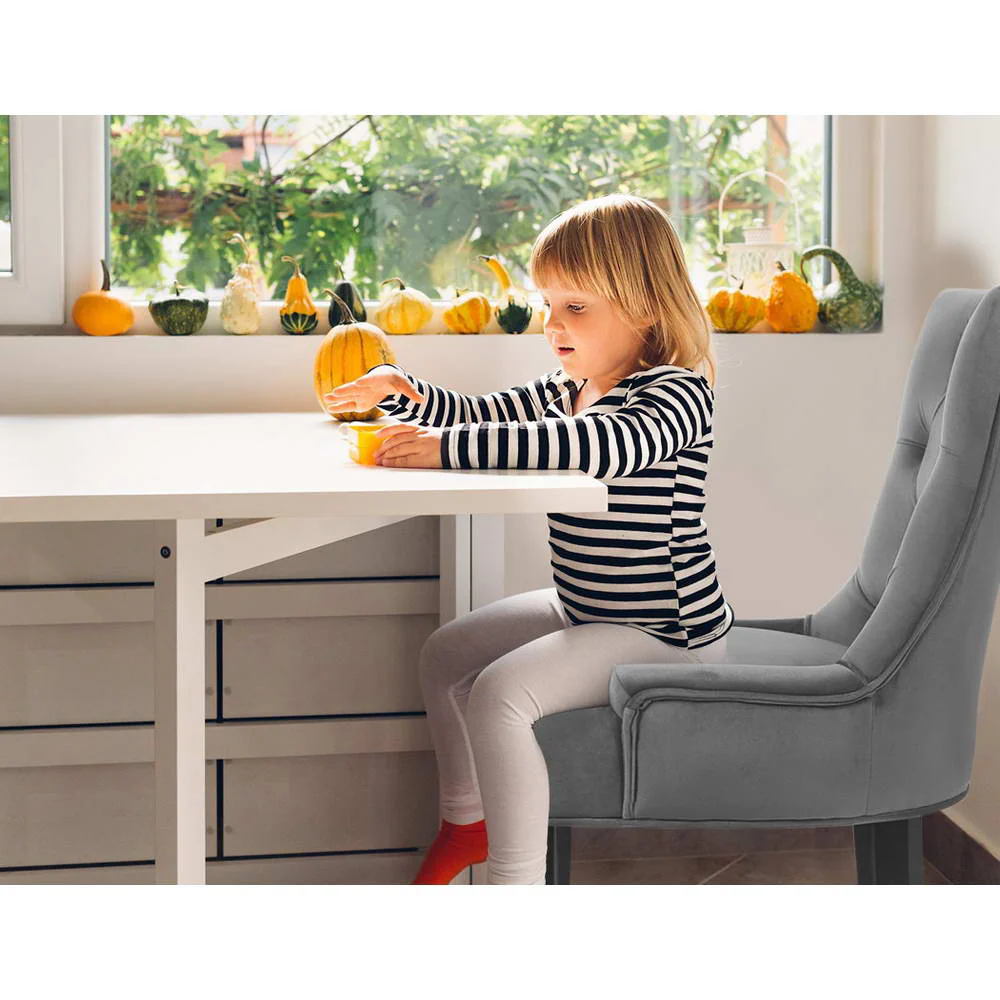 Artiss Dining Chairs Set of 2 Velvet French Provincial Grey - Image 7