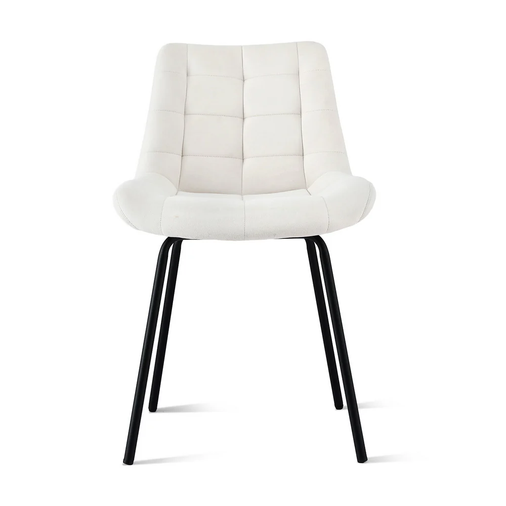 Artiss 2x Dining Chairs Velvet Tufted Kitchen Lounge Cafe Accent Chair Beige - Image 3