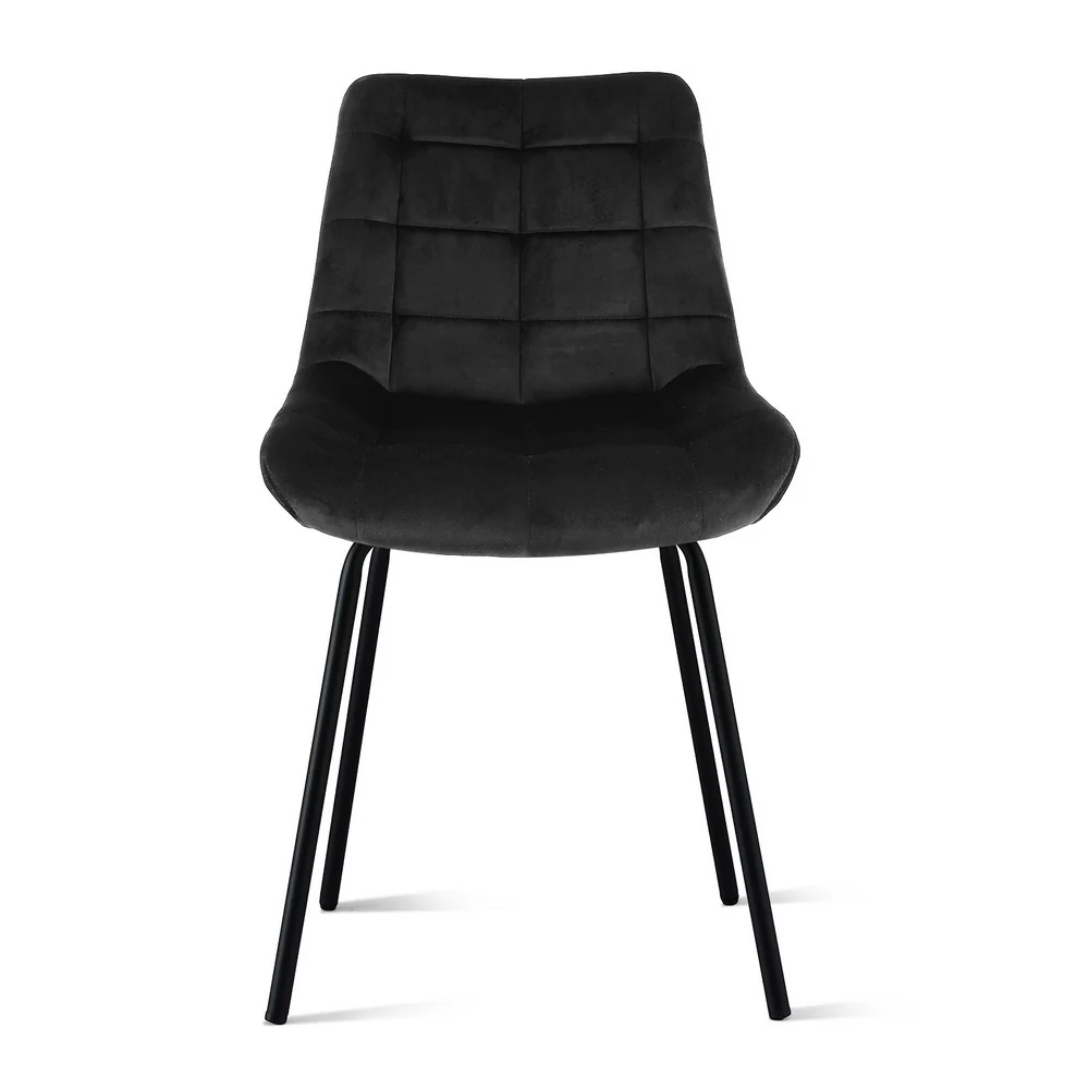 Artiss 2x Dining Chairs Velvet Tufted Kitchen Lounge Cafe Accent Chair Black - Image 3