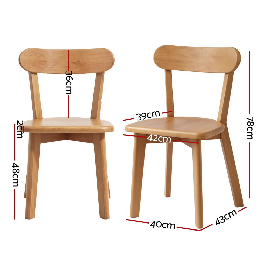 Artiss 2x Dining Chairs Wooden Kitchen Accent Chair Cafe Lounge Rubber Wood - Image 2