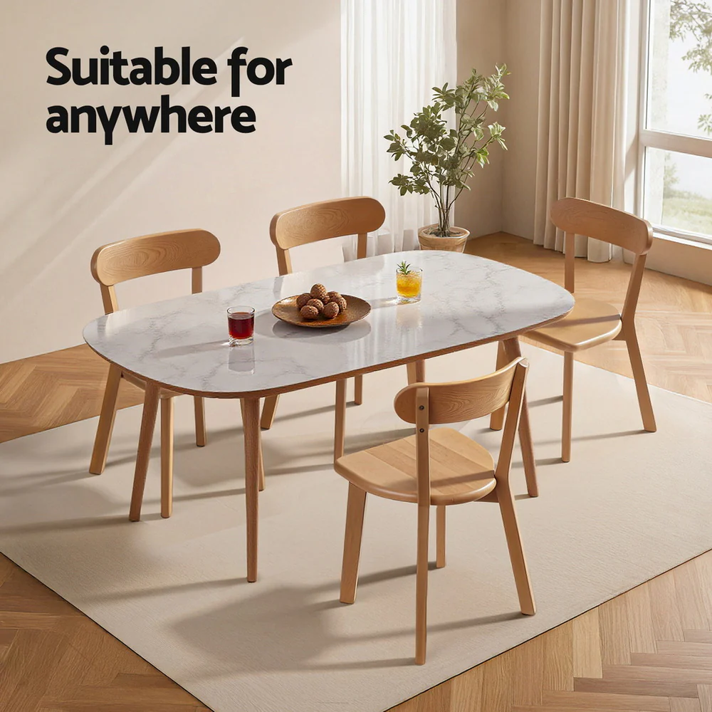 Artiss 2x Dining Chairs Wooden Kitchen Accent Chair Cafe Lounge Rubber Wood - Image 5