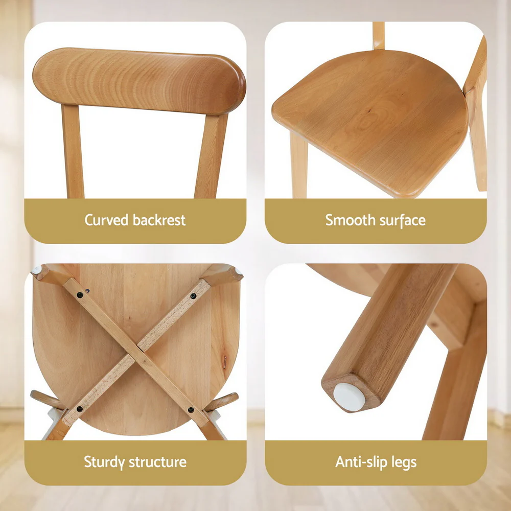 Artiss 2x Dining Chairs Wooden Kitchen Accent Chair Cafe Lounge Rubber Wood - Image 6