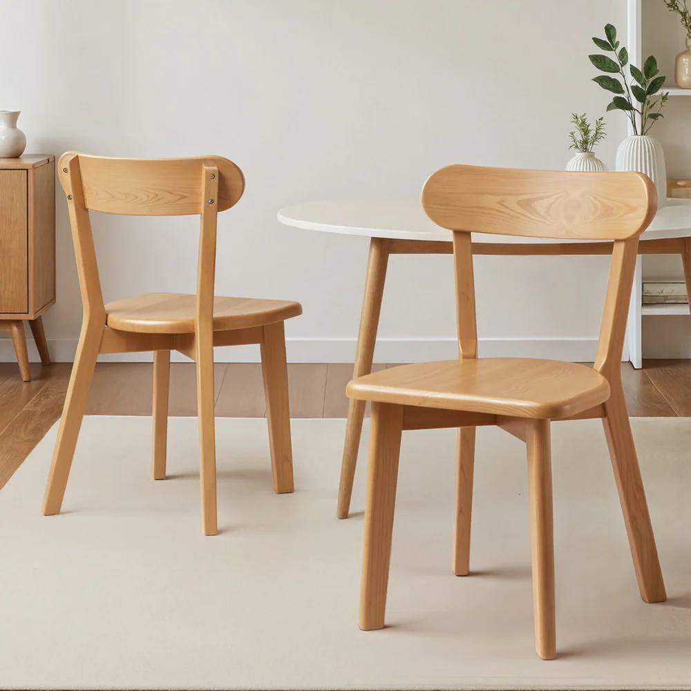 Artiss 2x Dining Chairs Wooden Kitchen Accent Chair Cafe Lounge Rubber Wood - Image 7