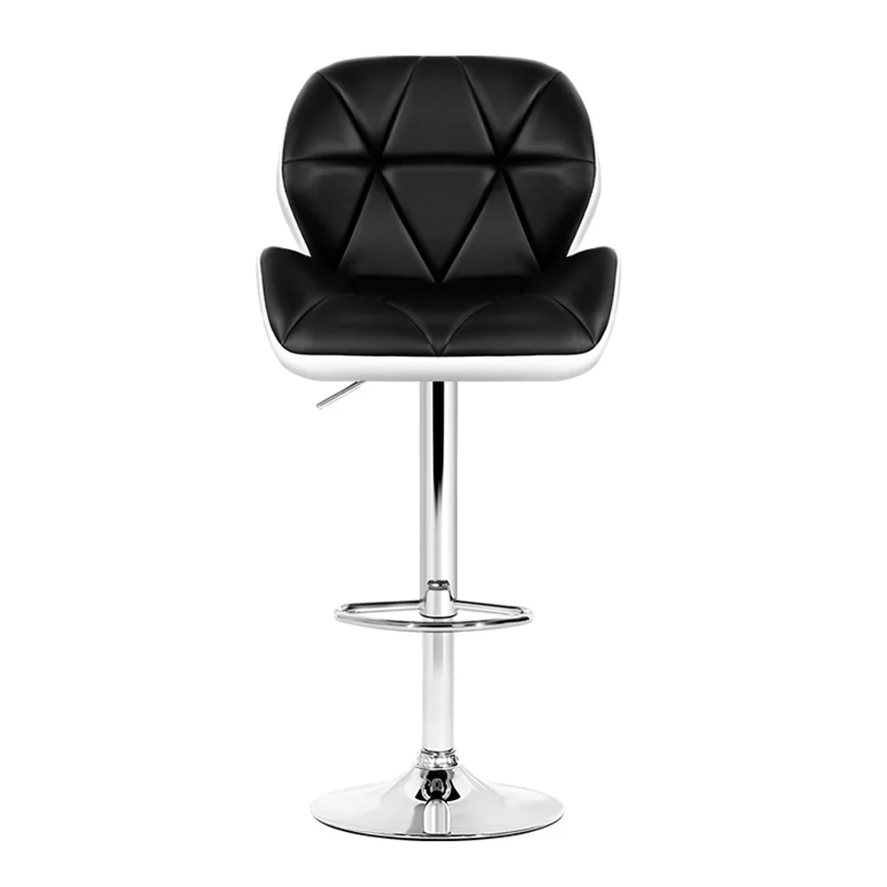 Artiss 2x Bar Stools Gas Lift Padded Leather Black & White - Image 3