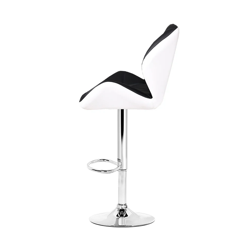 Artiss 2x Bar Stools Gas Lift Padded Leather Black & White - Image 4
