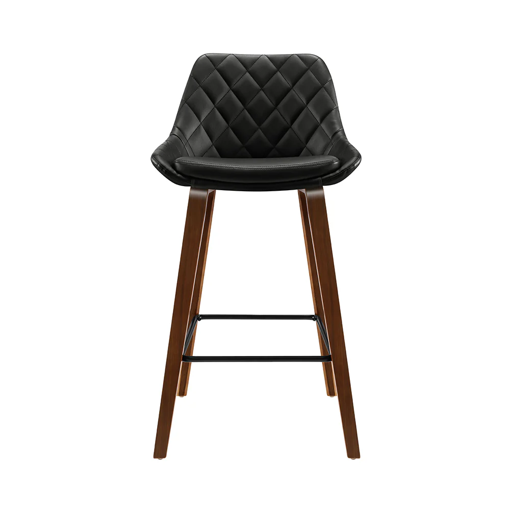 Artiss 2x Bar Stools PU Seat Wooden - Image 3