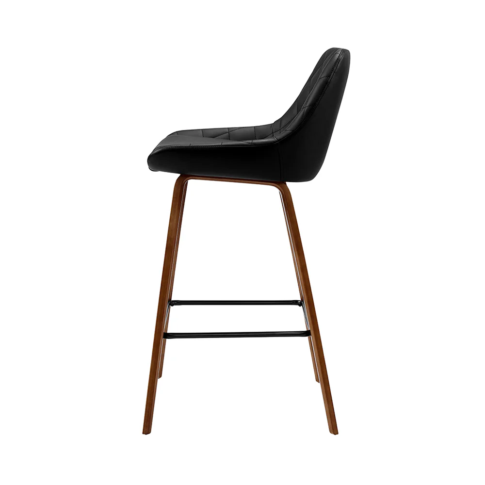 Artiss 2x Bar Stools PU Seat Wooden - Image 4