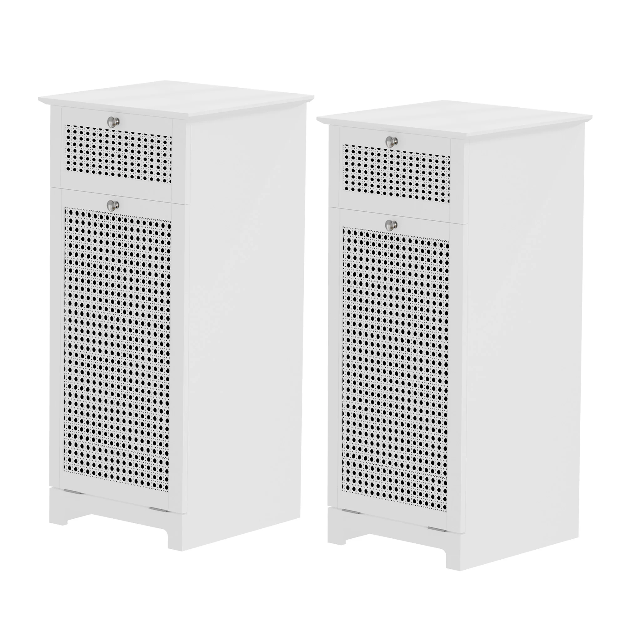 Artiss 2X Laundry Hamper Cabinet Bathroom Storage White Rattan - Image 2